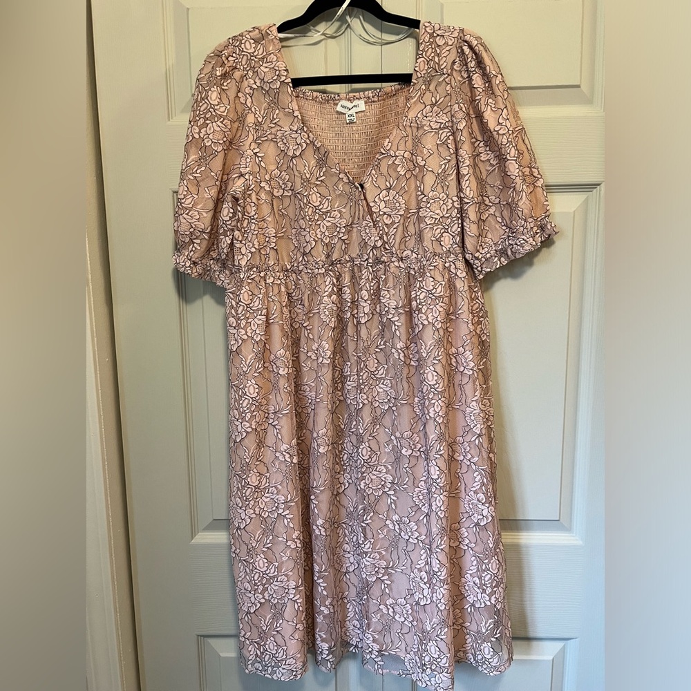 Piper+Scoot XXL pink floral lace dress